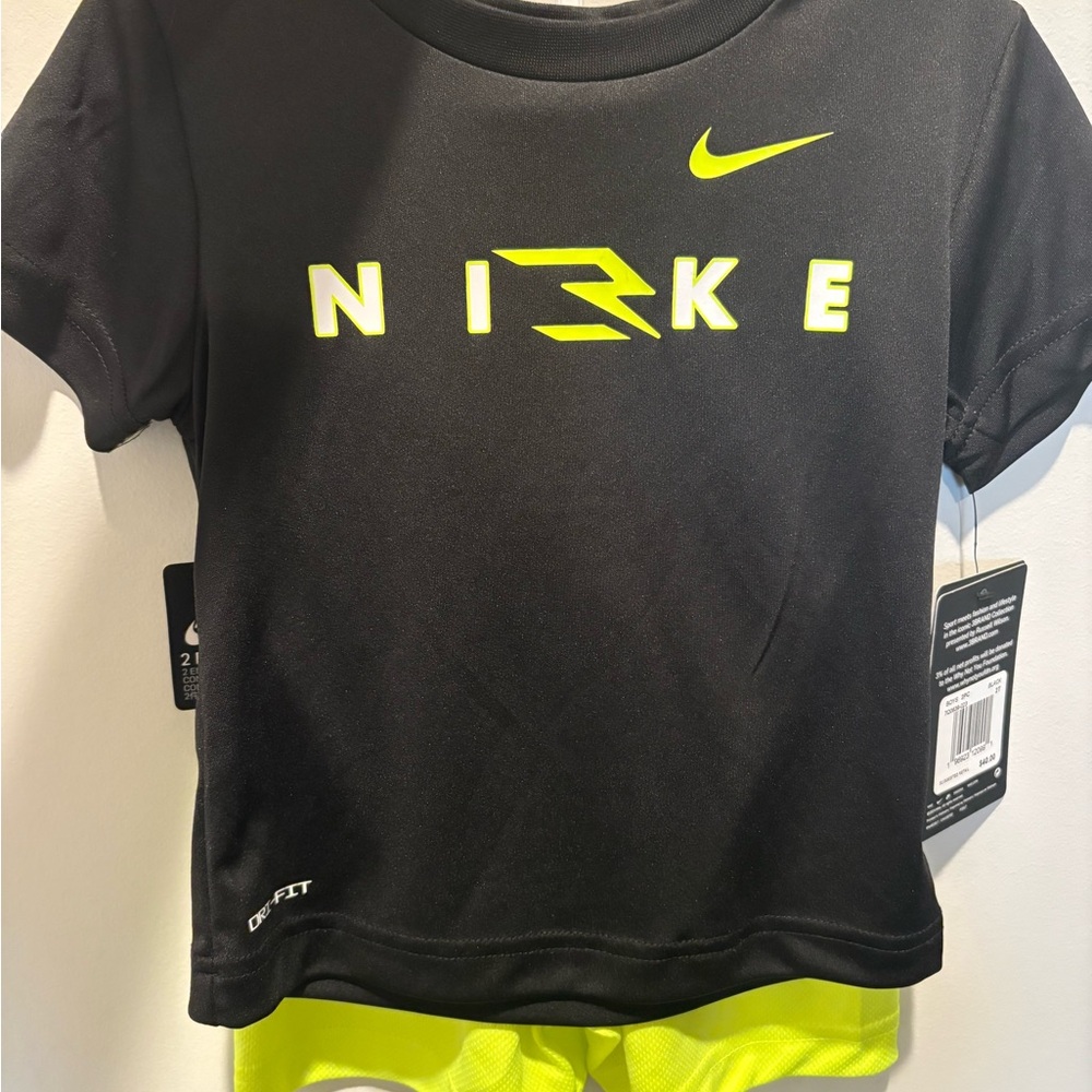 Nike Black shirt and Lime Green Short Set